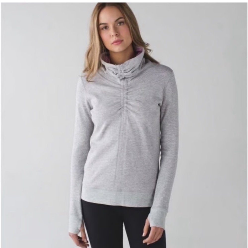 Lululemon Athletica Pink and Gray Cowl Neck Pullover